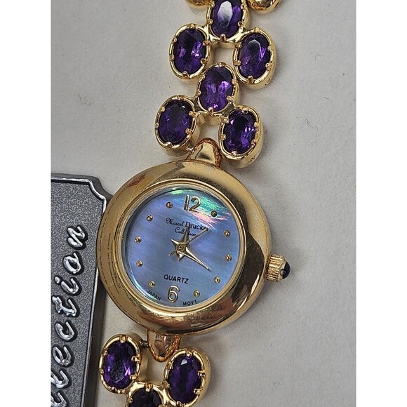 Marcel Drucker Amethyst Gold Tone Mother Of Pearl Face Ladies Quartz Watch New main image 7